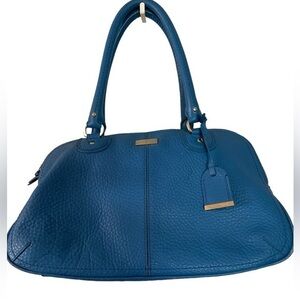COLE HAAN Turq blue Pebbled Leather Satchel Shoulder Handbag Purse